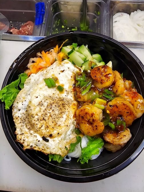 Lemongrass Shrimp Rice Bowl.