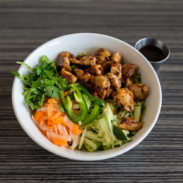 Lemongrass Chicken Lettuce Bowl.