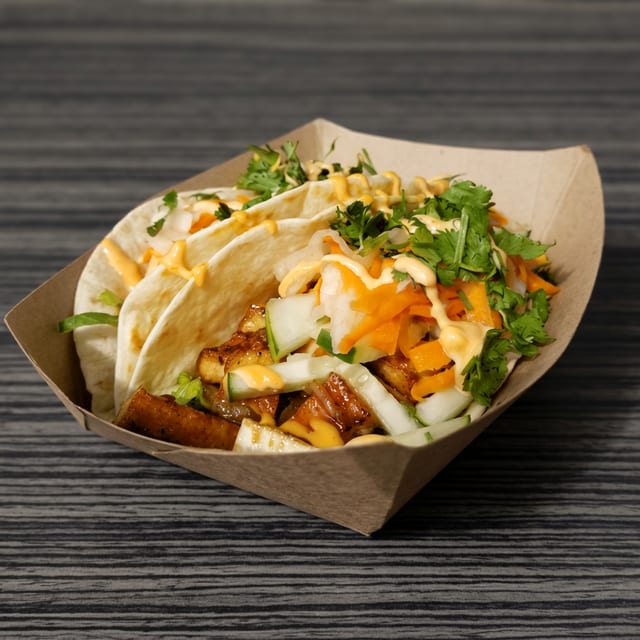 Vietnamese BBQ Pork Yummi Tacos.