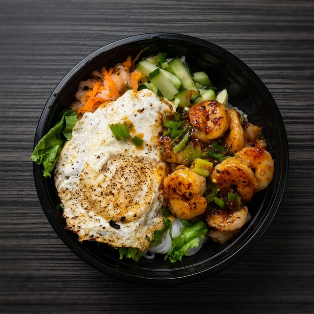 Lemongrass Shrimp Rice Bowl.