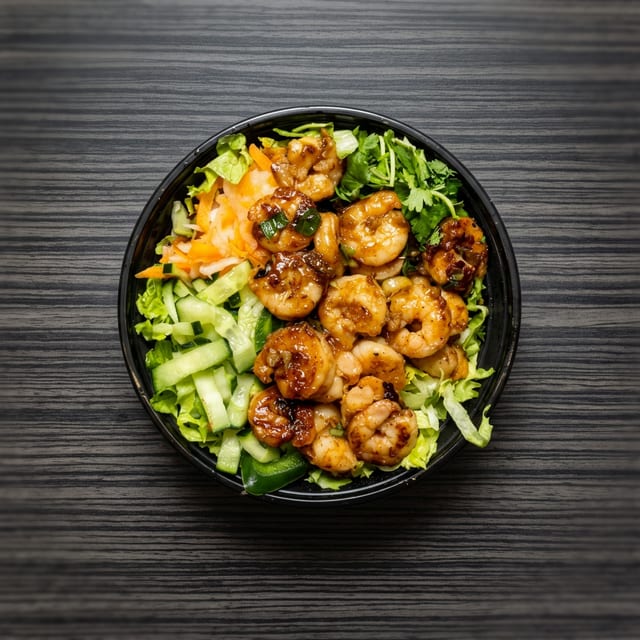 Lemongrass Shrimp Lettuce Bowl.