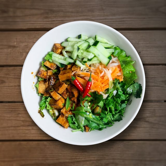 Fried Tofu Lettuce Bowl.